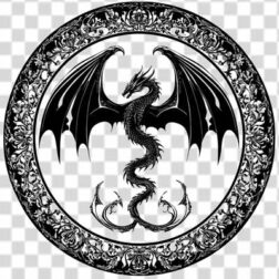 dragon with giant wings in gothic style png