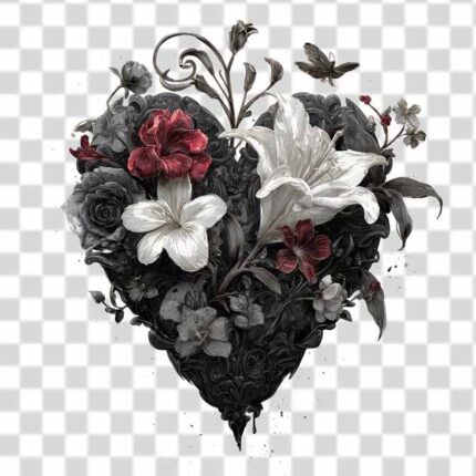 Tattoo png of dark flowers gothic theme