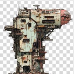 Destroyed Cyberpunk Building PNG 4k
