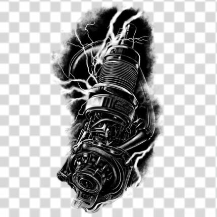 Mechanical forearm tattoo design png 4k