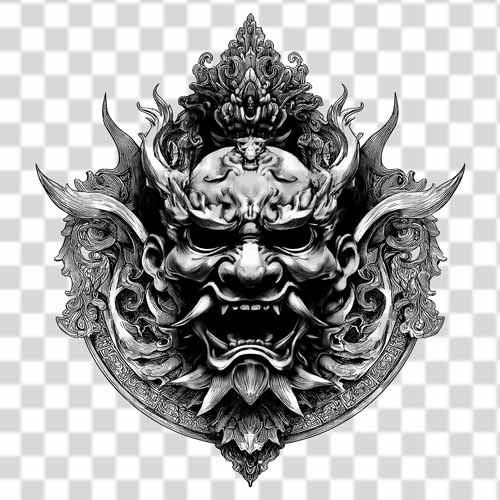 Japanese mask with long horns png download Japanese mask with long horns png download