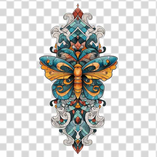 butterfly tattoo design with tribal ornament butterfly tattoo design with tribal ornament PNG 4k