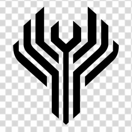 stylized symmetrical cyberpunk design transparent background