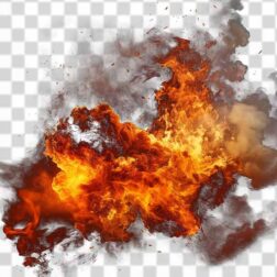 fire effect with smoke and explosion 4k transparent PNG