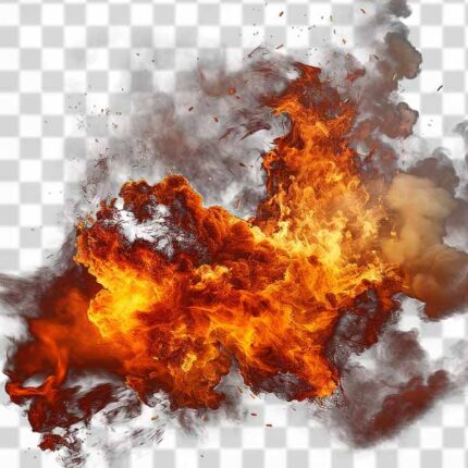 fire effect with smoke and explosion 4k transparent PNG