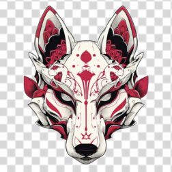 stylized illustration of a fox head kitsune