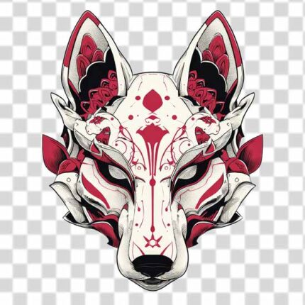 stylized illustration of a fox head kitsune