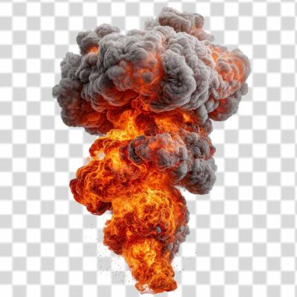 Explosion effect fire with smoke PNG 4k