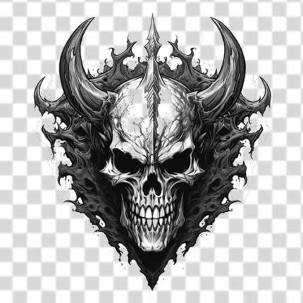 terrible skull design with gothic style transparent Background