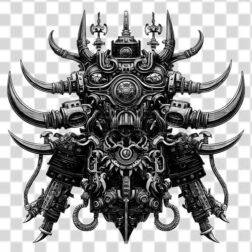 Japanese scary cyberpunk png design 4k transparent