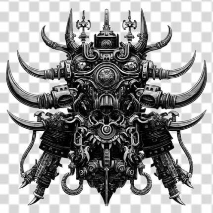 Japanese scary cyberpunk png design 4k transparent