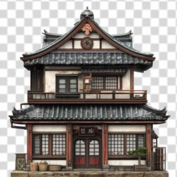 Ancient chinese house cut out transparent background in 4k
