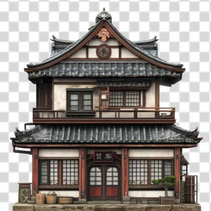 Ancient chinese house cut out transparent background in 4k