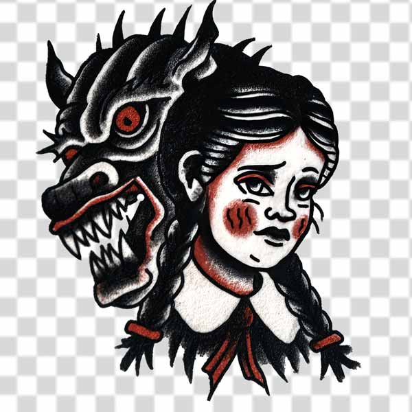 dragon-and-little-girl-in-tattoo-png dragon and little girl in tattoo png in scary theme 4k
