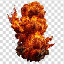 giant Explosion with flame around it png background in high quality