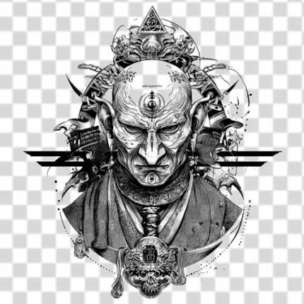 a monster old human with japanese and death style