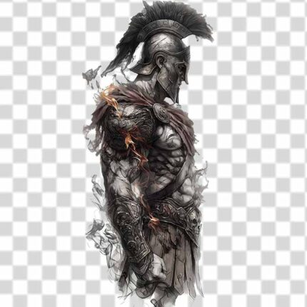 brave warrior knight design tattoo png in 4k