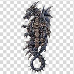 cyberpunk dragon with mechanical style