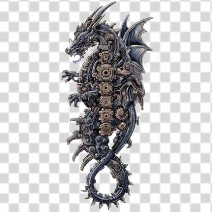 cyberpunk dragon with mechanical style