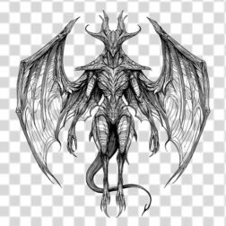 demon fantastical creature tattoo png 4k transparent background