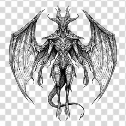 demon fantastical creature tattoo png 4k transparent background