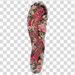full sleeve tattoo design a vibrant red dragon and koi fish tattoo png