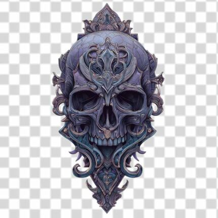 ornamental and decorative stylized skull emblem tattoo