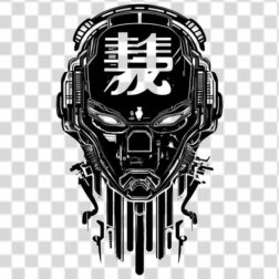 cyberpunk mask with details and direct lines