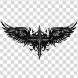 giant wing with Christian cross in the middle PNG