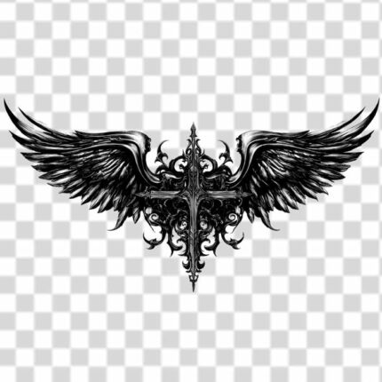 giant wing with Christian cross in the middle PNG