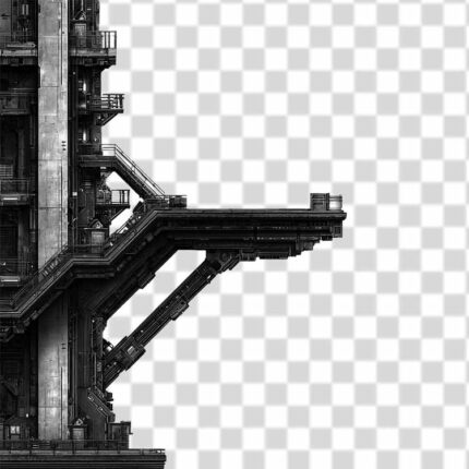 2d asset cyberpunk building transparent background