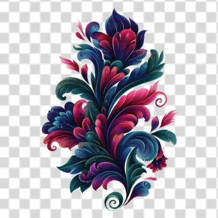 color ancient flower tattoo design 4k