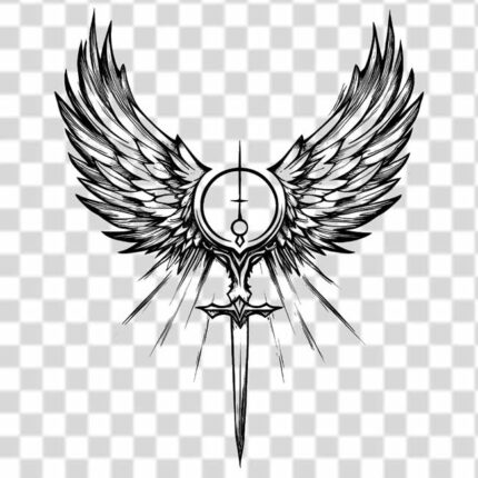 gothic wings design with sword PNG background