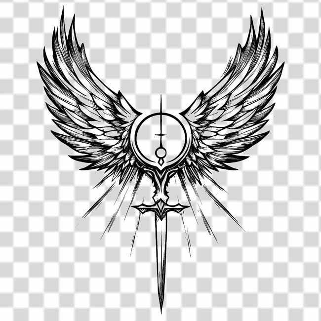 gothic-wings-design-with-sword gothic wings design with sword PNG background