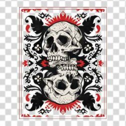 two tribal style skull head on each other