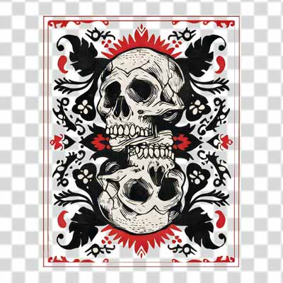 two tribal style skull head on each other