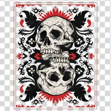 two tribal style skull head on each other transparent