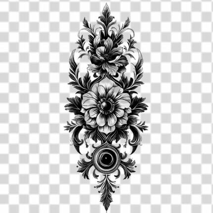 vertical flowers with gothic style transparent
