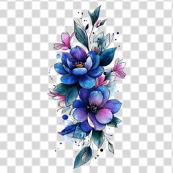 water color flower design transparent