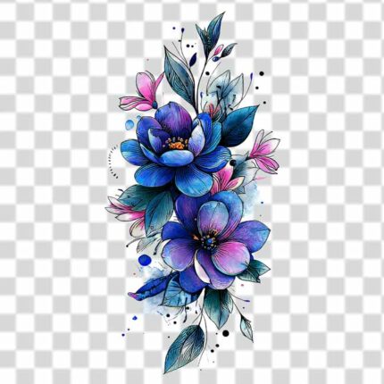water color flower design transparent