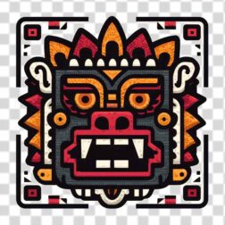 color tribal aztec design PNG 4k