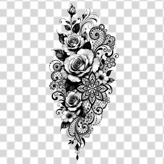 pack-of-ornamental-flowers-tattoo-png pack of ornamental flowers tattoo png transparent