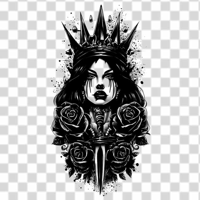 sad-girl-with-flowers-in-gothic-style sad girl with flowers in gothic style transparent