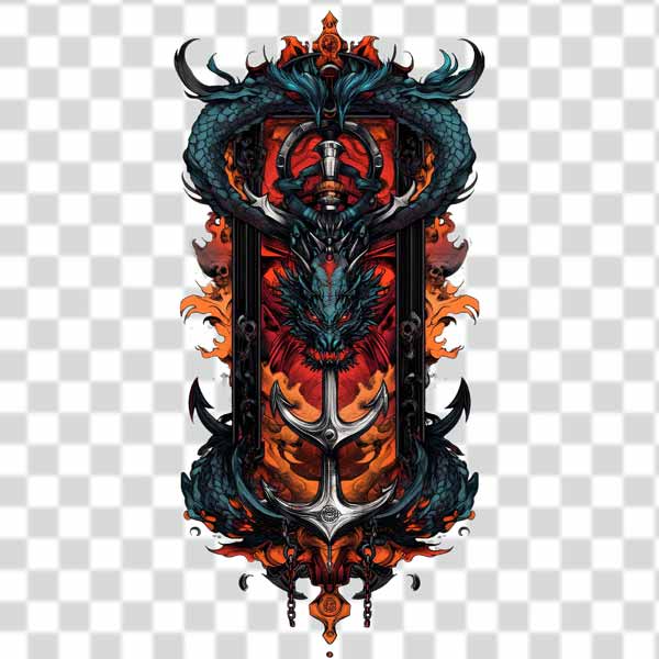 Fierce Dragon Tattoo PNG Design Free Download Fierce Dragon a fierce dragon entwined with a ship's anchor Tattoo PNG Design Free Download 4k