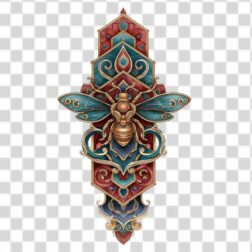 an amulet dominated by a central bee motif style Tattoo PNG Free Download 4k