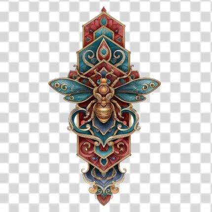an amulet dominated by a central bee motif style Tattoo PNG Free Download 4k