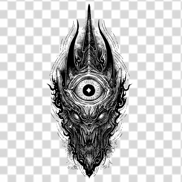 monstrous and demonic head tattoo photo monstrous and demonic head tattoo photo monstrous, demonic head with a single large eye in transparent background