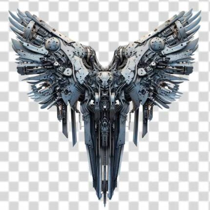 mechanical depiction winged angel in png background