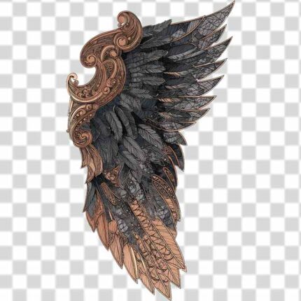 mythical wing tattoo png design in cyberpunk theme