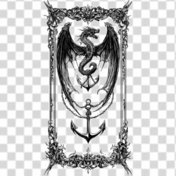 Gothic tattoo a dragon with large, bat-like wings PNG Emblem Free Download transparent